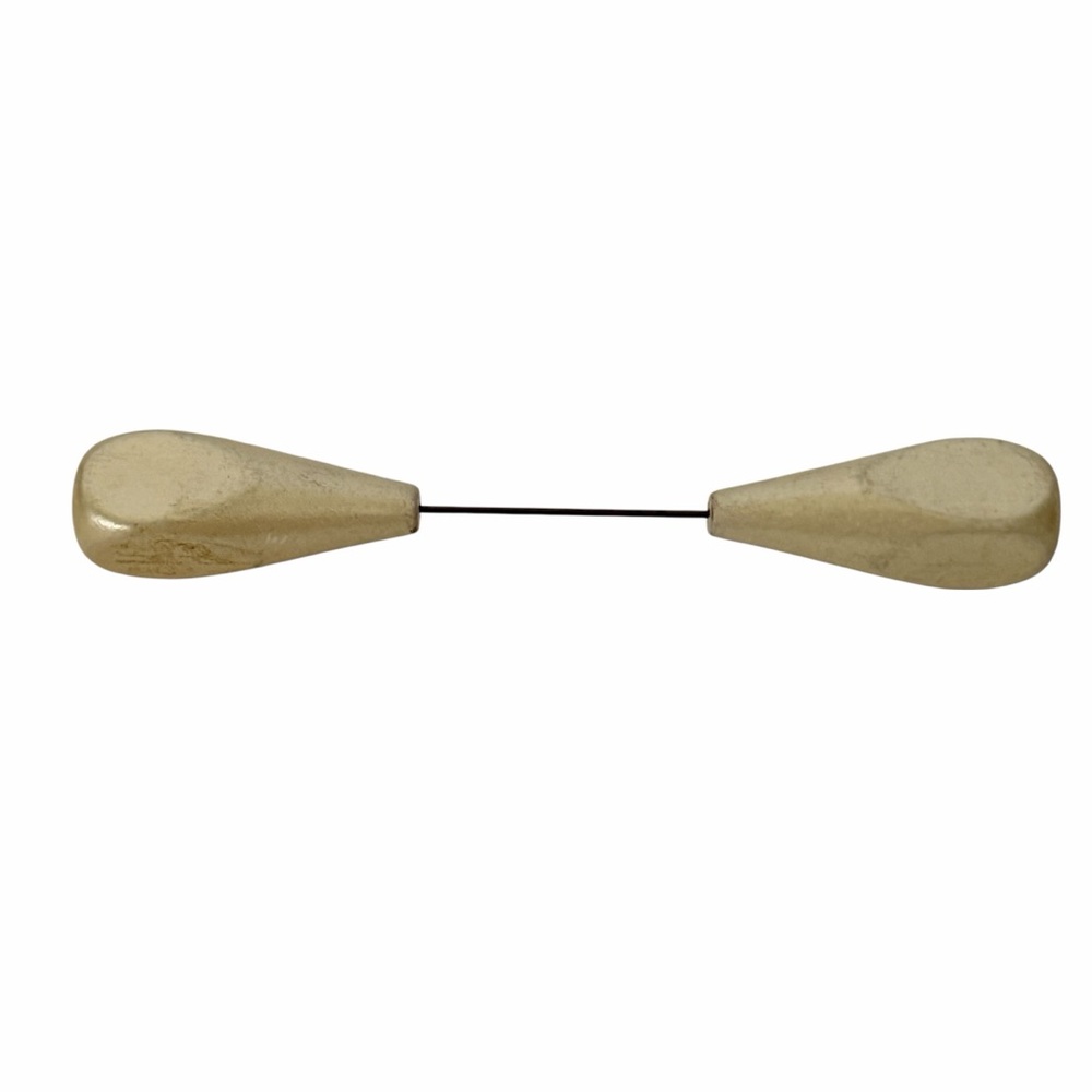 White Double Ended Teardrop Bar Pin Collar Hat Lapel Stick Pin Costume Jewelry